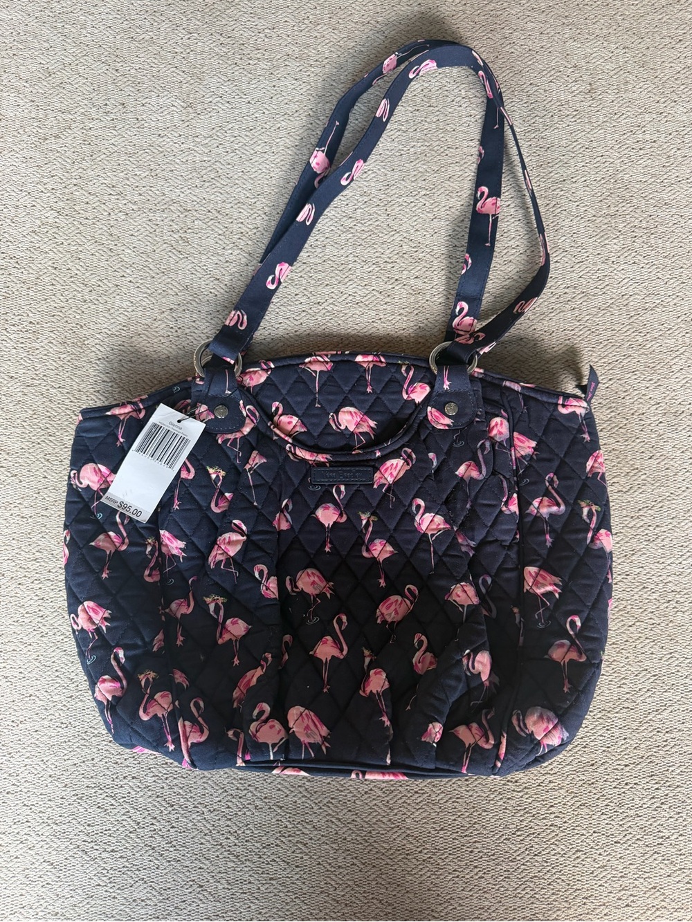 NWT Vera Bradley Glenna Flamingo Fiesta Quilted Shoulder Bag Satchel Tote